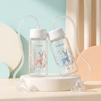 Meloovi hands-free baby feeding bottles shown in blue and pink designs
