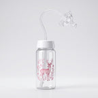 Meloovi pink hands-free baby feeding bottle with feeding tube and clear silicone nipple